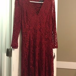 Dark Red Women’s Lace Dress
